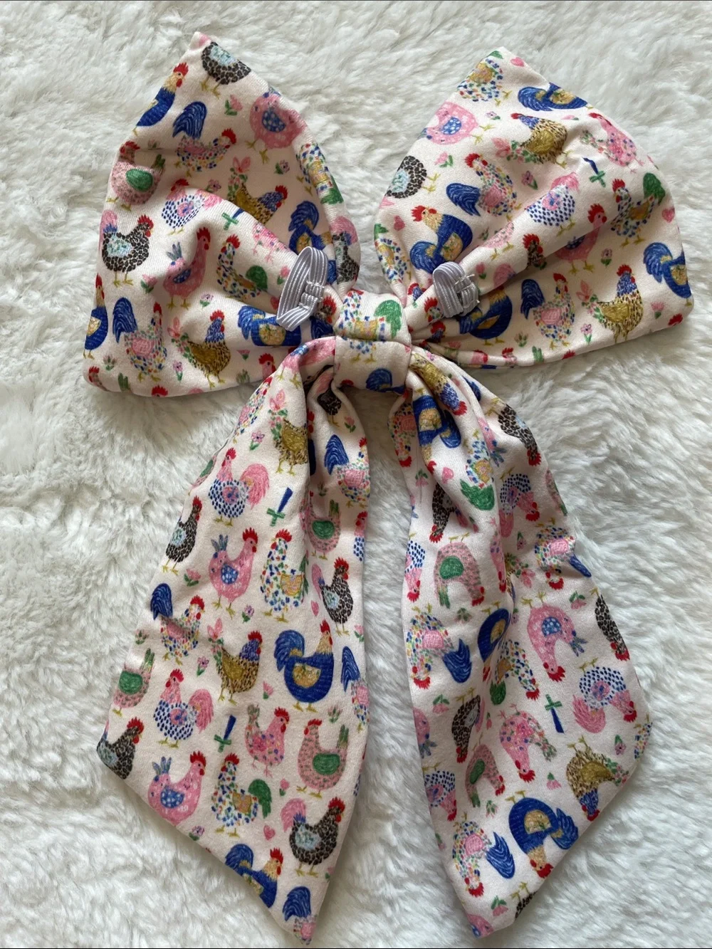 Boutique Pet Bow Chicken Print